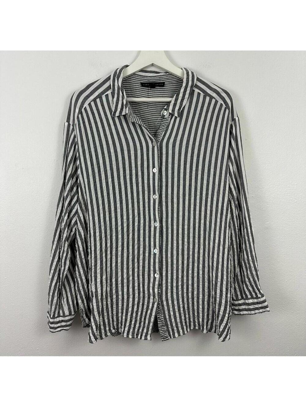 Jane Delancey Women's Long Sleeve Striped Button Up Blouse Size 2X ...